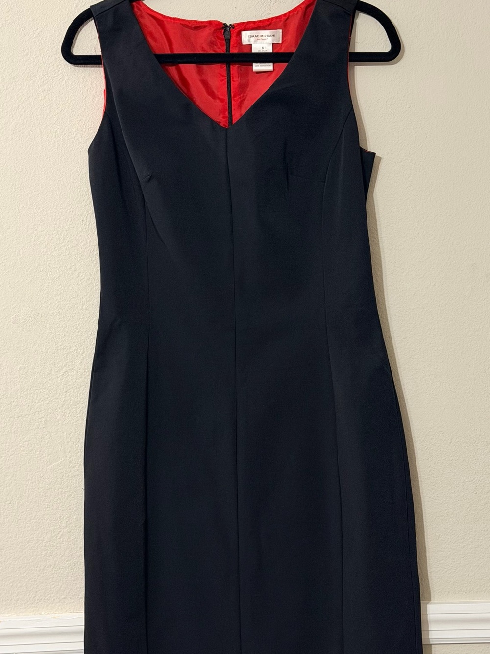 Isaac Mizrahi Black Midi Dress with Red Lining